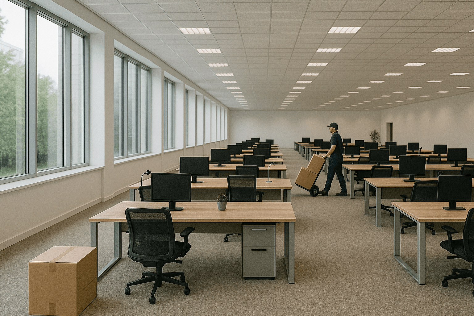 Illustration av företagsflytt